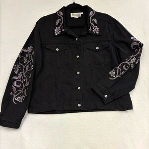 Christine Alexander Rhinestone Embellished Jacket Black Denim